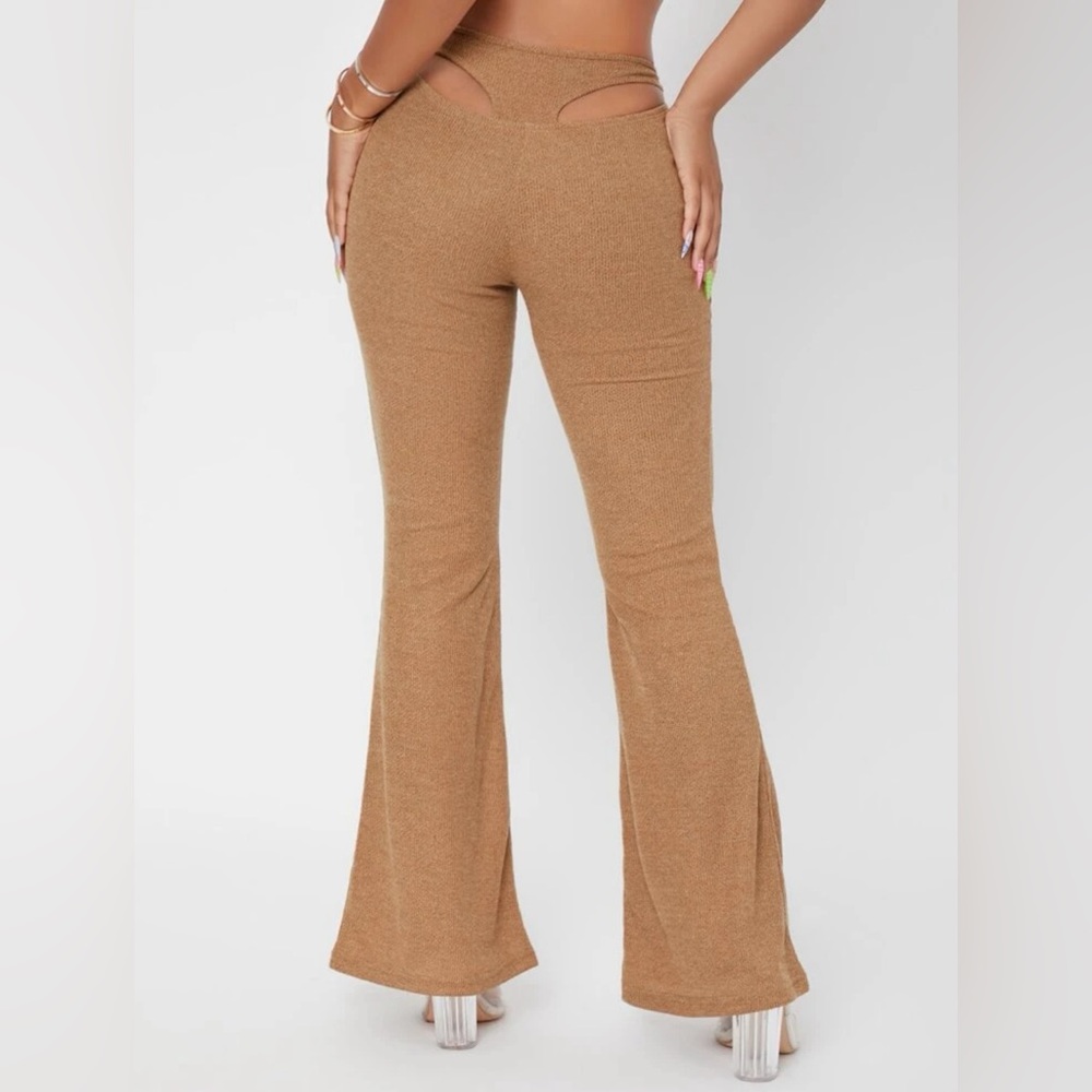 SHEIN PETITE Cut Out Waist Flare Leg Pants